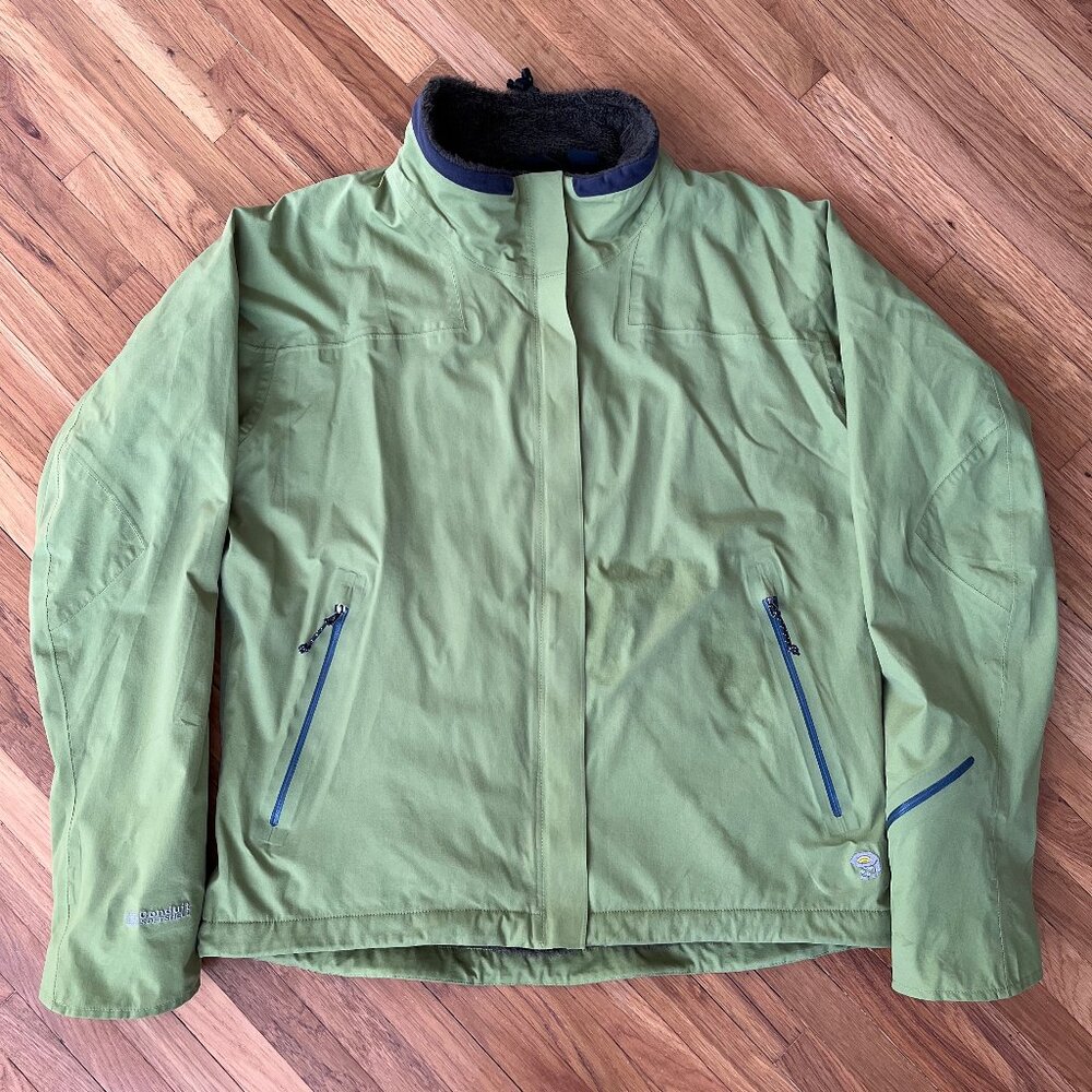 MOUNTAIN HARDWEAR Fleece Lined SOFT SHELL JACKET COAT Large Womens Neon Green